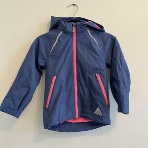 Girls Rain Coat Sz 5/6 Youth Colorful Water Repellent Sport Adjustable Zipper
